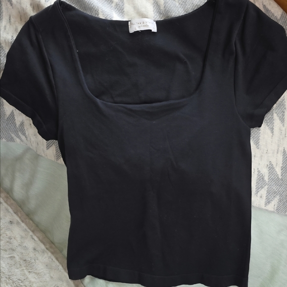 Altar'd State Tops - Altar'd State Black Seamless Square Neck Short Sleeve Tee